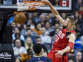 Kyle Lowry stole the show, but Jonas Valanciunas had a huge night on Tuesday in a big Raptors win over New Orleans. Ernest Doroszuk/Postmedia
