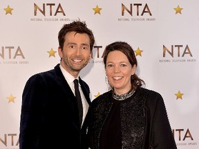 David Tennant and Olivia Colman pose in the winners room at the National Television Awards at 02 Arena on January 21, 2015 in London, England. (Photo by Anthony Harvey/Getty Images