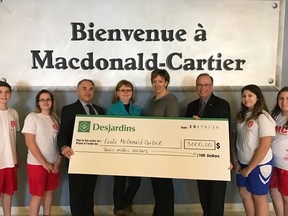 The Desjardins Foundation awarded $5,500 for special projects at Ecole secondaire Macdonald-Cartier and Ecole St-Denis. Supplied photo