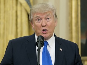 U.S. President Donald Trump speaks before Rex Tillerson was sworn in as 69th secretary of state in the Oval Office of the White House on February 1, 2017 in Washington, DC. (Photo by Michael Reynolds-Pool/Getty Images)