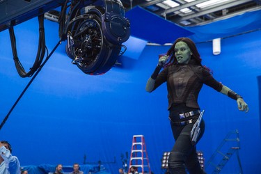 Zoe Saldana's Gamora on the set of Marvel's Guardians Of The Galaxy Vol. 2. (Marvel Studios)