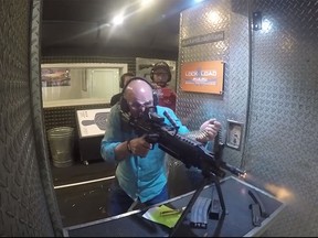 Kevin O'Leary shooting targets on a gun range in Miami. (Video Screenshot)