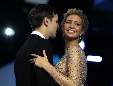 In this Friday, Jan. 20, 2017 file photo, Ivanka Trump and her husband Jared Kushner dance at the Freedom Ball, in Washington. (AP Photo/Evan Vucci, File)