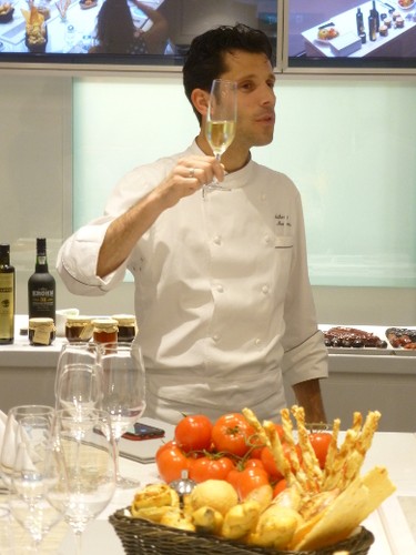 Chef Anthony Mauboussin, culinary director for Viking Cruises, makes a toast during the The Kitchen Table Experience, a special excursion that includes a market visit, a cooking class and a locally sourced dinner. ROBIN ROBINSON/TORONTO SUN