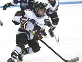 Tillsonburg Hogarth Insurance AE atoms took a 5-3 lead in their OMHA six-point preliminary round series against Caledonia. A win or tie Saturday will put the Tornadoes into the quarter finals. (CHRIS ABBOTT/TILLSONBURG NEWS)