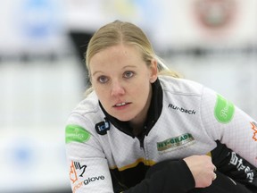 Skip Allison Flaxey and her team beat Rachel Homan 7-4 in round-robin play at the Ontario Scotties Tournament of Hearts on Feb. 3, 2017, but lost to Cathy Auld in the tiebreaker later that day. (PETE FISHER/Postmedia Network)