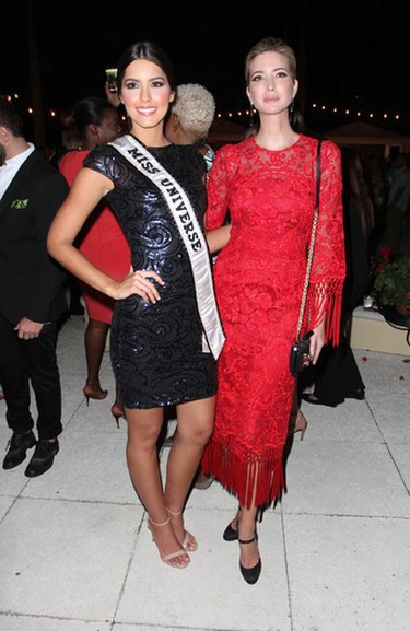 Miss Universe Paulina Vega and Ivanka Trump attend the Dolce & Gabbana Cadillac Championship Fashion Experience on March 5, 2015 in Miami, Fla.  (John Parra/Getty Images for Trump National Doral)