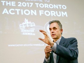 University of Toronto Prof. Jordan Peterson speaks at the Sandford Fleming building in Toronto on Saturday, February 4, 2017. (Veronica Henri/Toronto Sun)