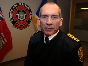 Fire Paramedic Chief John Lane poses for a photograph at its headquarters on King Street in Winnipeg on Feb. 1, 2017. Kevin King/Winnipeg Sun/Postmedia Network