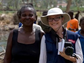 Edmonton native Lucy Bamforth (right) is a humanitarian aid worker in the Democratic Republic of the Congo. She works with the organization Medair, which provides emergency relief in the field. Pictured here, she worked in Haiti to capture the experiences of communities after Hurricane Matthew. ANNEGREET OTTOW-BOEKELOO / SUPPLIED BY MEDAIR