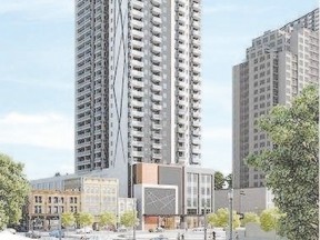 This conceptual drawing is an artist?s rendering of the proposed 31-storey highrise that would sit at 89 to 97 King Street. It is the third tower proposed for the downtown stretch of King Street.