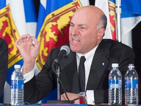 Kevin O'Leary makes a point at the Conservative leadership candidates' debate, in Halifax on Saturday, Feb. 4, 2017. Conservatives vote for a new party leader on May 27, 2017. THE CANADIAN PRESS/Andrew Vaughan