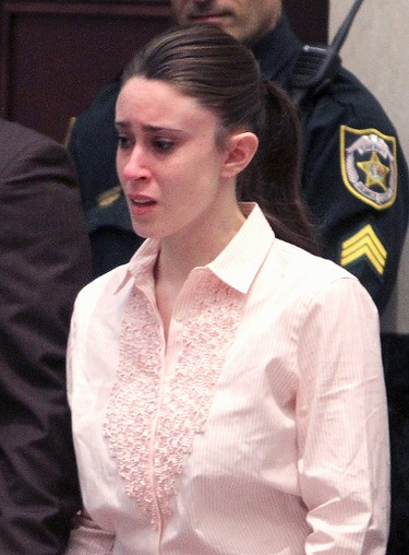 Casey Anthony reacts to being found not guilty on murder charges at the Orange County Courthouse on July 5, 2011 in Orlando, Fla. (Red Huber-Pool/Getty Images)