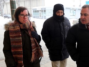 Will Baker, centre, formerly known as Vince Li, leaves the Law Courts building in Winnipeg, after his annual criminal code review board hearing with his lawyer, Alan Libman, right, Monday, February 6, 2017. Baker was found not criminally responsible of the 2008 gruesome killing of a fellow passenger on a Greyhound Bus. THE CANADIAN PRESS/Trevor Hagan