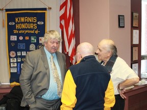 Former president of the Ontario Federation of Agriculture, Inwood's Don McCabe (left), spoke about agriculture during the Jan. 31 meeting of the Golden K Kiwanis Club. 
CARL HNATYSHYN/SARNIA THIS WEEK