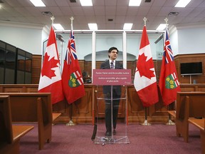 Ontario Attorney General Yasir Naqvi announces new resources for the criminal justice system in Kingston on Tuesday. (Elliot Ferguson/The Whig-Standard)