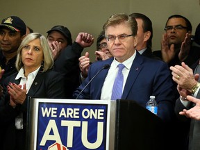ATU trustee now in charge of Local 113, Manny Sforza, speaks to media at the Sheridan Centre in Toronto on Tuesday, Feb. 7, 2017. (Dave Abel/Toronto Sun)