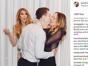 Celine Dion fan Austin McMillan's boyfriend surprised her - and the singer - when he proposed during a recent meet and greet in Las Vegas. (Instragram screengrab)