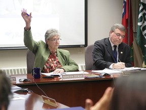 Trustee Doreen Dewar casts her vote. Gino Donato/The Sudbury Star