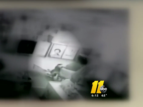 Surveillance video that allegedly shows a daycare worker in North Carolina breastfeeding Oxendine's baby.