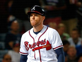 Braves slugger Freddie Freeman will play for Team Canada at the World Baseball Classic beginning next month. (Kevin C. Cox/Getty Images/Files)