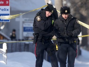 Police are investigating after a man was critically injured with a gunshot wound on Aberdeen Avenue, in Winnipeg's North End. Wednesday, February 8, 2017. (Winnipeg Sun/Postmedia Network)