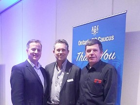 Elgin-Middlesex-London PC MPP Jeff Yurek, left, meets up with Elgin County Warden Grant Jones and Dutton Dunwich Mayor Cameron McWilliam at the Rural Ontario Municipal Association's annual conference in Toronto. Dozens of delegates from around the region flocked to the two-day conference, which wrapped up Jan. 31.