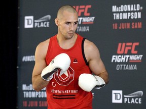 Rory MacDonald takes part in an open workout at the Aberdeen Pavilion on Thursday, June 16, 2016 in Ottawa. (THE CANADIAN PRESS/Justin Tang)