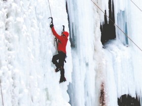 One Axe Pursuits offers participants instruction on climbing Ancaster’s frozen Tiffany Falls.