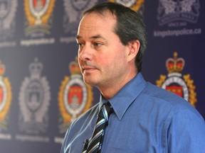 Staff Sgt. Sean Bambrick, of the criminal investigations unit, at Kingston Police Headquarters in Kingston on Thursday. (Steph Crosier/The Whig-Standard)