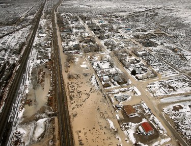 On Wednesday, Feb. 8, 2017, 21 Mile Dam near Montello, Nev., broke and caused flooding to the Union Pacific railroad line near Lucin and flooded the town of Montello, Nev. The floods forced delays or rerouting for more than a dozen freight and passenger trains on a main rail line that runs through the area, said Union Pacific spokesman Justin E. Jacobs.(Stuart Johnson/The Deseret News via AP)