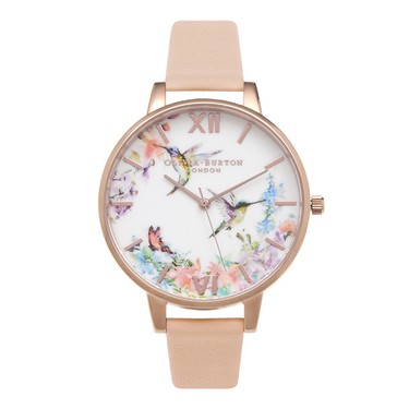 - Always time for love with the Olivia Burton nude peach and rose gold hummingbird watch; $199, thebay.com.
