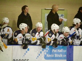 The Stony Plain Eagles will hit the ice for Game 1 of the Chinook Hockey League semis on Feb. 11 against Innisfail at the Glenn Hall Arena. The Senior AAAs have found their stride as of late, reeling off a five-game winning streak in January. - Photo by Mitch Goldenberg, Reporter/Examiner