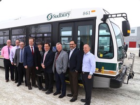 Federal and municipal politicians announced $5.3 million in combined funding for seven new transit projects in Greater Sudbury on Friday February 10, 2017. John Lappa/Sudbury Star/Postmedia Network