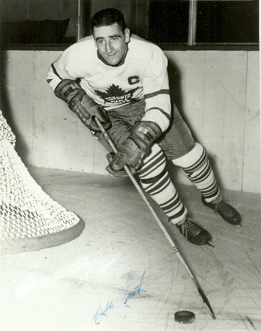 Sid Smith played left wing for 12 seasons with the Toronto Maple Leafs during which time he scored 186 goals and amassed a total of 369 points. He also won three Stanley Cups with the team. As a child and a young man, he played hockey at the outdoor rink in Christie Pits park, which was located just down the street from his Christie St. residence. Sid died in 2004. Now some of his fans are trying to have the rink on which this NHL stalwart “sharpened his skills” named the Sid Smith Artificial Ice Rink at Christie Pits. This being the 100th anniversary season of the NHL and the Leafs’ 90th, it seems to me this would be a fitting tribute to a hometown hockey star. I hope the city fathers feel the same way. We’ll see. Photo courtesy Blaine Smith.