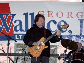 In this Feb. 18, 2006 file photo, Rick Derringer performs during a campaign rally kicking off George Wallace Jr's bid for the office of lieutenant governor in Montgomery, Ala. (AP Photo/Rob Carr)