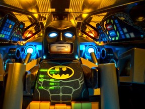 This image released by Warner Bros. Pictures shows Batman, voiced by Will Arnett, in a scene from "The LEGO Batman Movie." (Warner Bros. Pictures via AP)