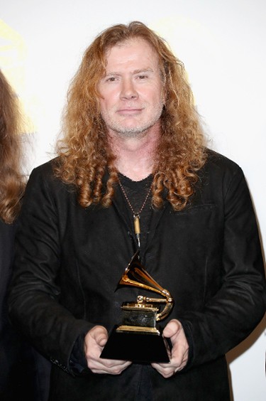 LOS ANGELES, CA - FEBRUARY 12:  Recording artist Dave Mustaine of Megadeth, winner of Best Metal Performance for 'Dystopia,' poses in the press room during The 59th GRAMMY Awards at STAPLES Center on February 12, 2017 in Los Angeles, California.  (Photo by Frederick M. Brown/Getty Images)