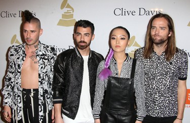 Pre-GRAMMY Gala and Salute to Industry Icons Honoring Debra Lee  Featuring: Cole Whittle, Joe Jonas, JinJoo Lee, Jack Lawless, of DNCE Where: Beverly Hills, California, United States When: 12 Feb 2017. (FayesVision/WENN.com)