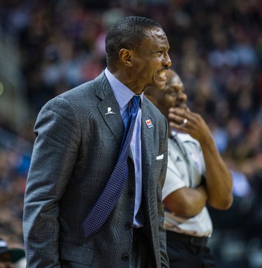 Toronto Raptors coach Dwane Casey during 2nd half action against the Detroit Pistons at the Air Canada Centre in Toronto, Ont. on Sunday February 12, 2017. Ernest Doroszuk/Toronto Sun/Postmedia Network