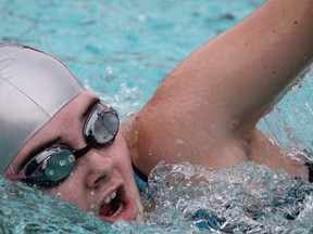 Submitted photo: Wallaceburg Tartan swimmer Amander Metayer takes part in the LKSSAA swim meet held Feb. 9 in Sarnia.