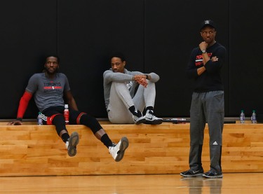 Toronto Raptors had a spirited practice in preparation for their game in Chicago against the Bulls on Tuesday night.in Toronto, Ont. on Monday February 13, 2017. Jack Boland/Toronto Sun/Postmedia Network