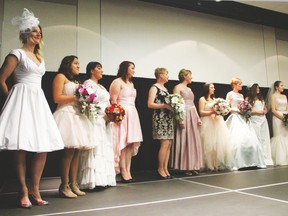 Michelle Bossert's dresses were part of a bridal fashion show at the MacKenzie Centre held February 5.