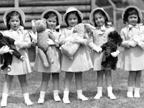 The Dionne Quintuplets in 1939. From left, Emilie, Annette, Cecile, Marie and Yvonne Dionne.
File Photo