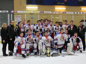 The Cochrane Accel Bantam Blues received the Chimo Bantam Tournament Trophy in only the second time in the history of the tournament.