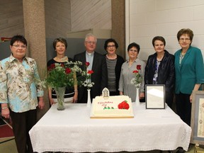 Guy Albert is pictured with members of Les Dames de la paroisse who organized the celebration. Supplied photo