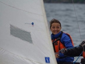 Cadet Blaise Gravelle sailing in the National Sea Cadet Sailing Regatta in Kingston, Ontario in 2016. Supplied photo