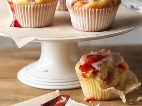 RHUBARB CUPCAKES WITH STRAWBERRY CREAM CHEESE ICING (Photo courtesy Foodland Ontario)