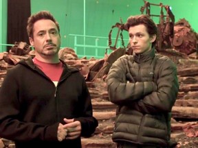 Robert Downey Jr., left, Tom Holland and Chris Pratt on the Pinewood Studios set near Atlanta for 2018's "Avengers: Infinity War." MUST CREDIT: Disney-Marvel Studios
Disney-Marvel Studios, Disney-Marvel Studios