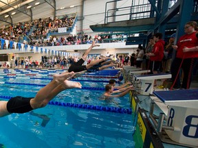 Oxford County had more than 45 swimmers qualify in 59 events TVRA swimming championships for WOSSAA finals Feb. 16 in London at the Canada Games Aquatic Centre in London. (Mike Hensen/The London Free Press/Postmedia Network)